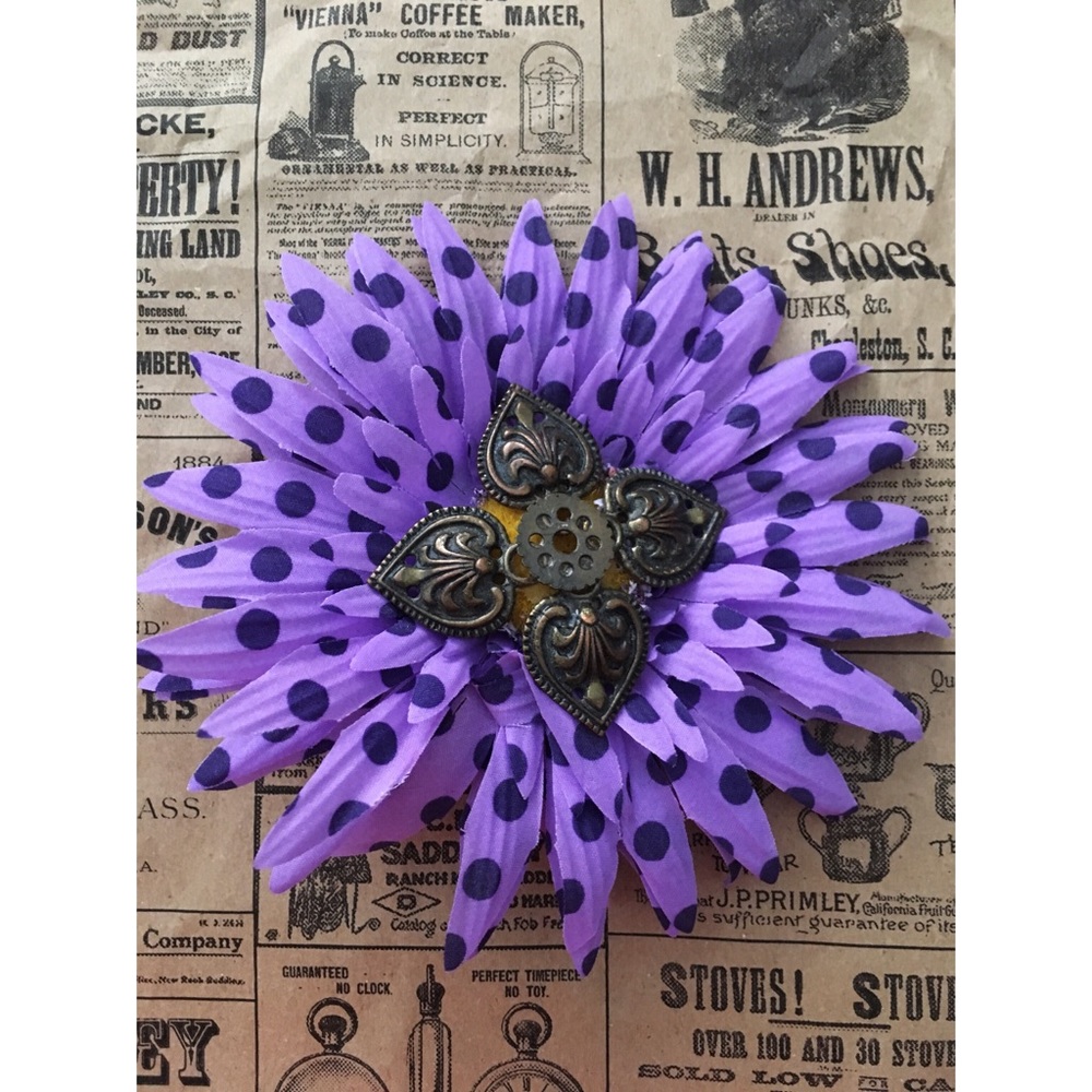 Purple steampunk hair flower